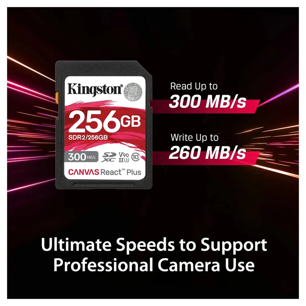 بطاقة ذاكرة Kingston 256GB SDXC Canvas React Plus: بطاقة ذاكرة لكاميرات السينما الاحترافية