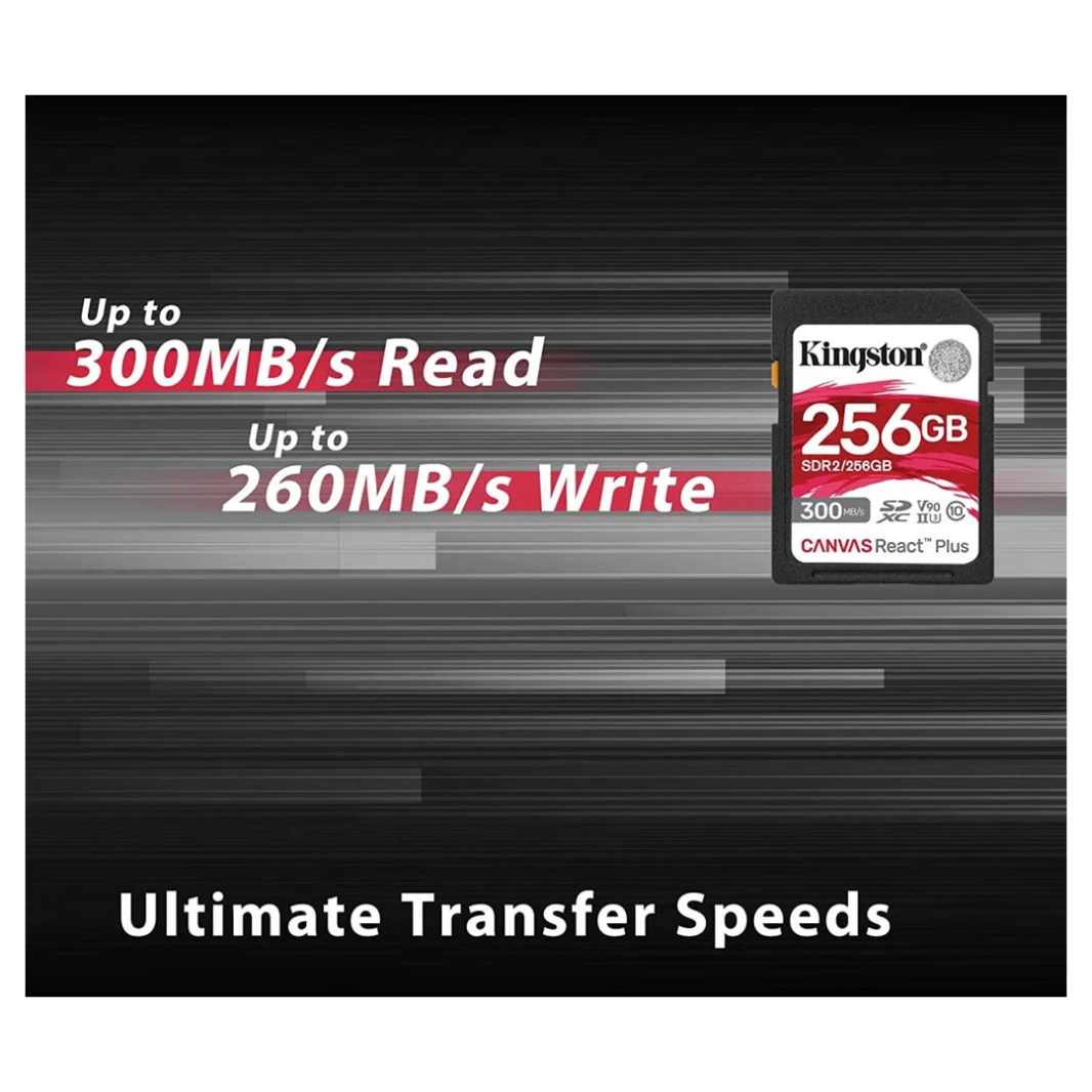 بطاقة ذاكرة Kingston 256GB SDXC Canvas React Plus: بطاقة ذاكرة لكاميرات السينما الاحترافية