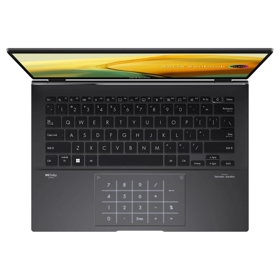 لابتوب ASUS Zenbook 14 OLED - معالج Ryzen 7، ذاكرة DDR5 سعة 16 جيجابايت، محرك أقراص SSD NVMe M.2 سعة 512 جيجابايت