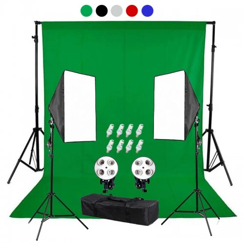 Backdrop Stand 3x3m & Muslin Backdrops 3x3m & Continuous Softbox Lighting Camera Jo Kit-6