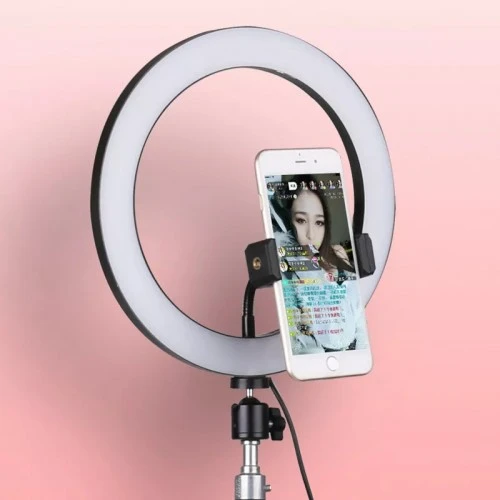 حلقة إضاءة LED مقاس 10 بوصات مع حامل ثلاثي القوائم