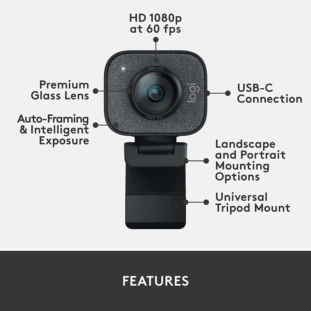 Logitech StreamCam Premium Webcam for Creators – Graphite