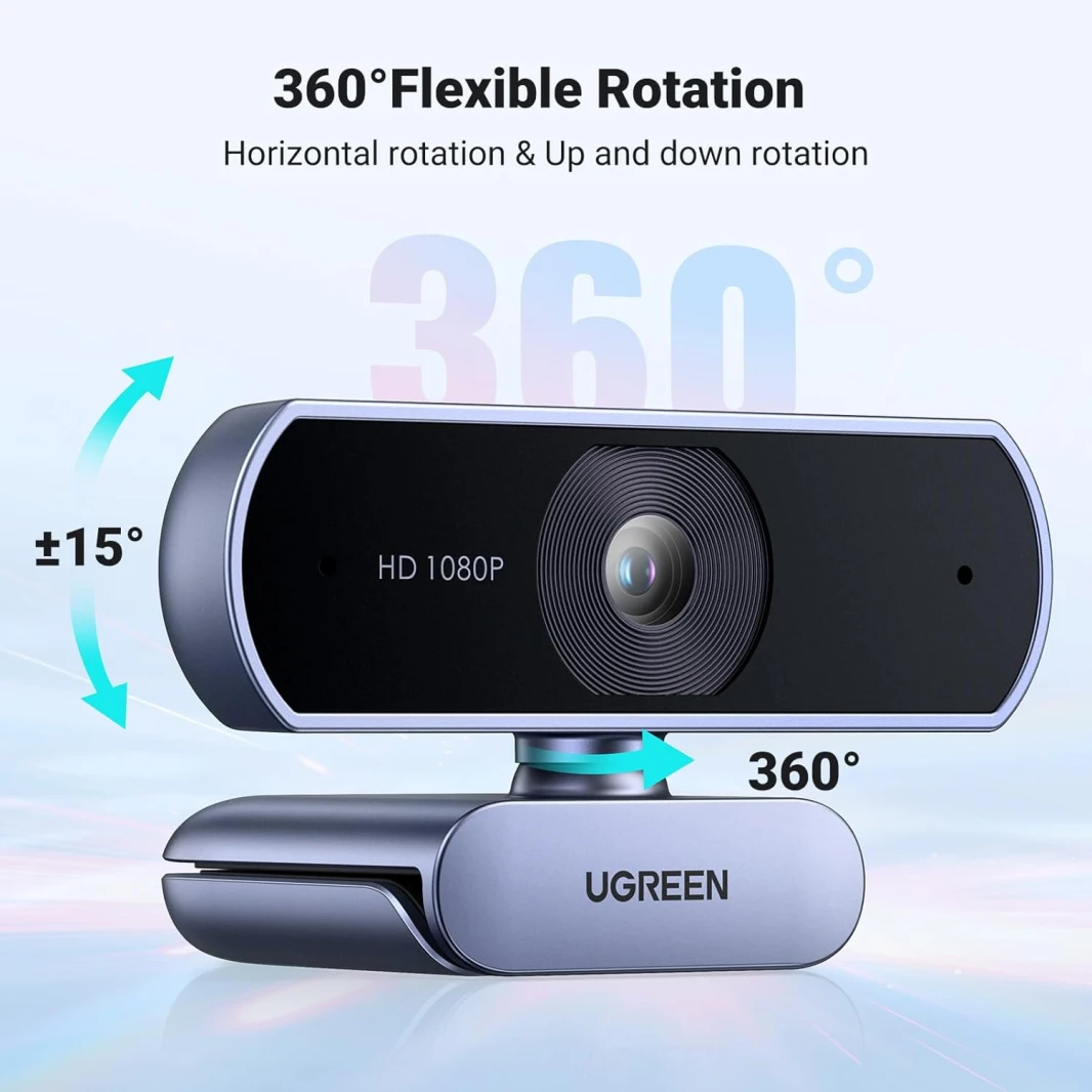كاميرا ويب UGREEN بدقة 1080 بكسل مع ميكروفون مضاد للضوضاء