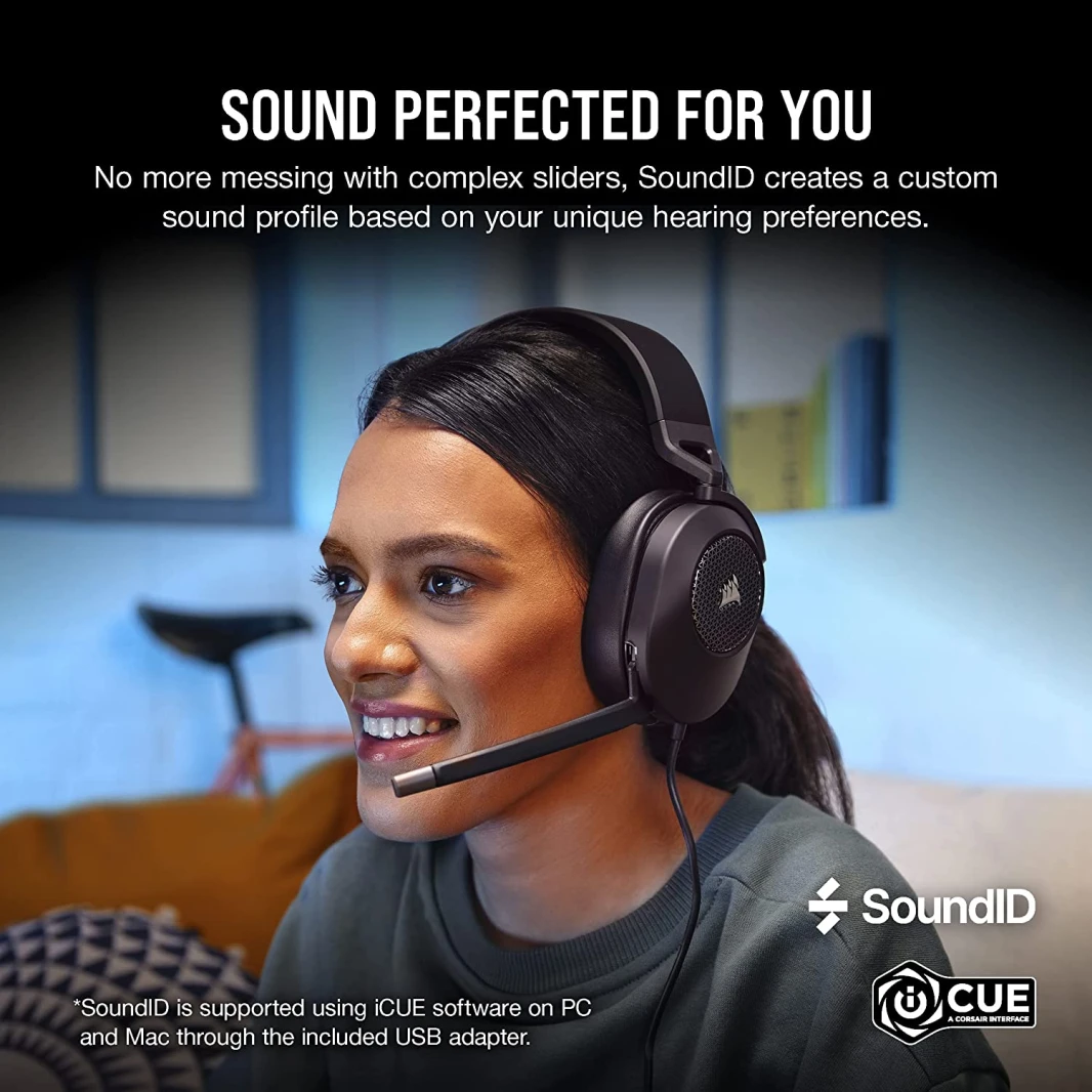 سماعة رأس للألعاب Corsair HS65 Dolby Audio 7.1 Surround Sound – كربون