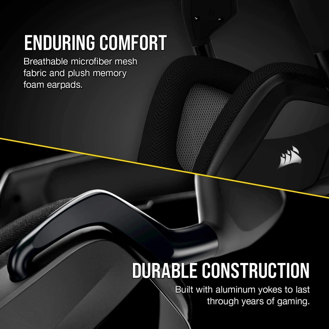 سماعة رأس Corsair Void RGB Elite اللاسلكية 7.1 Surround Sound للألعاب - كربون