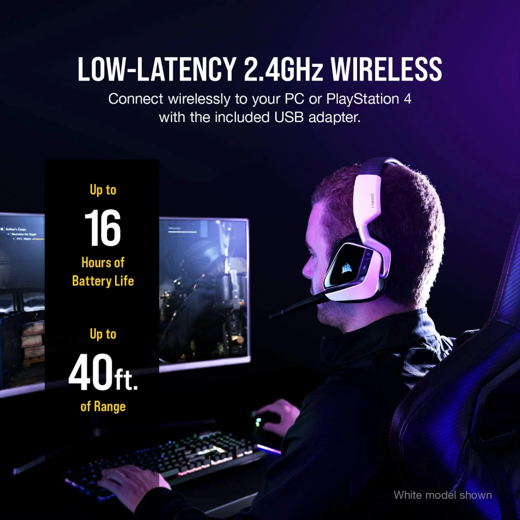 سماعة رأس Corsair Void RGB Elite اللاسلكية 7.1 Surround Sound للألعاب - كربون