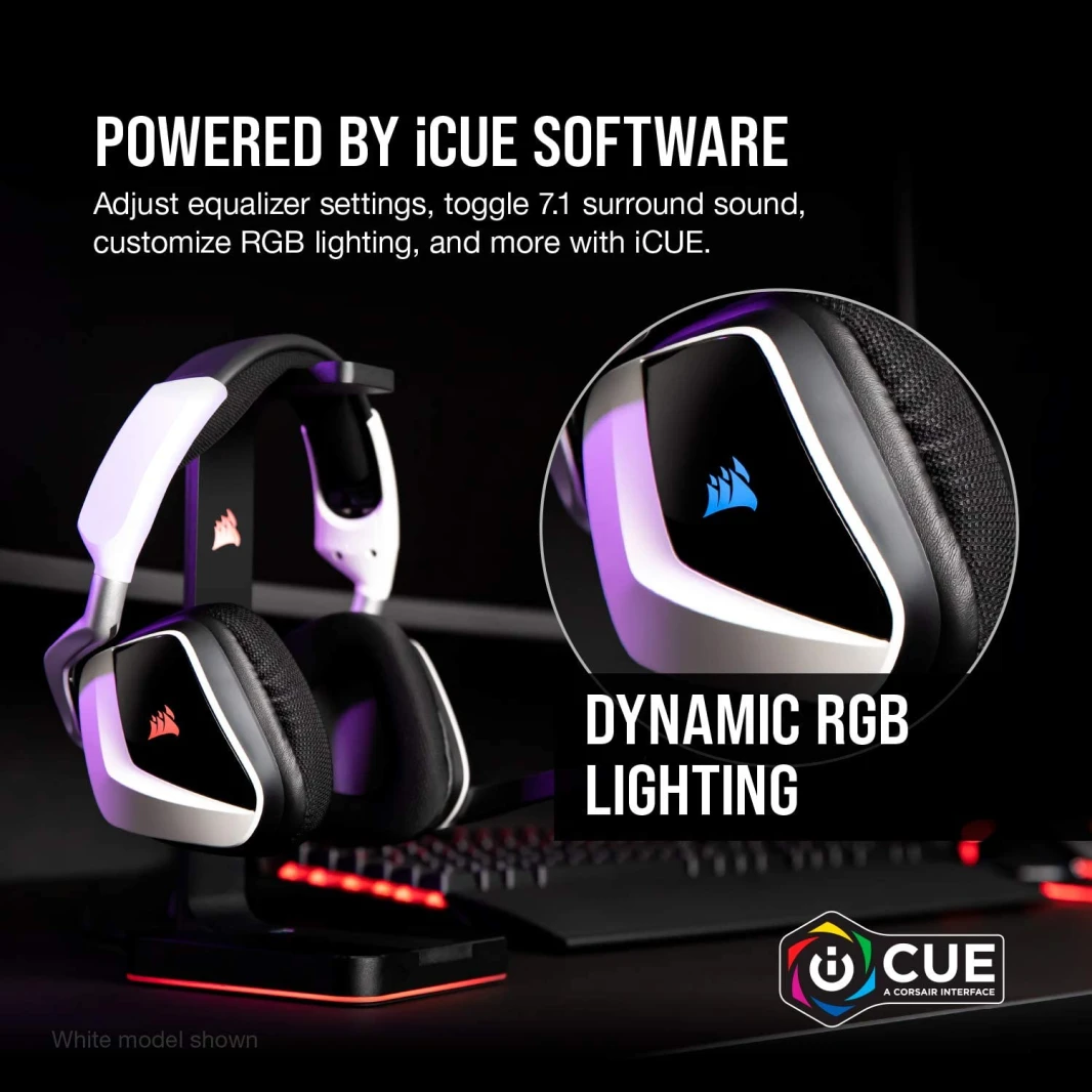 سماعة رأس Corsair Void RGB Elite اللاسلكية 7.1 Surround Sound للألعاب - كربون