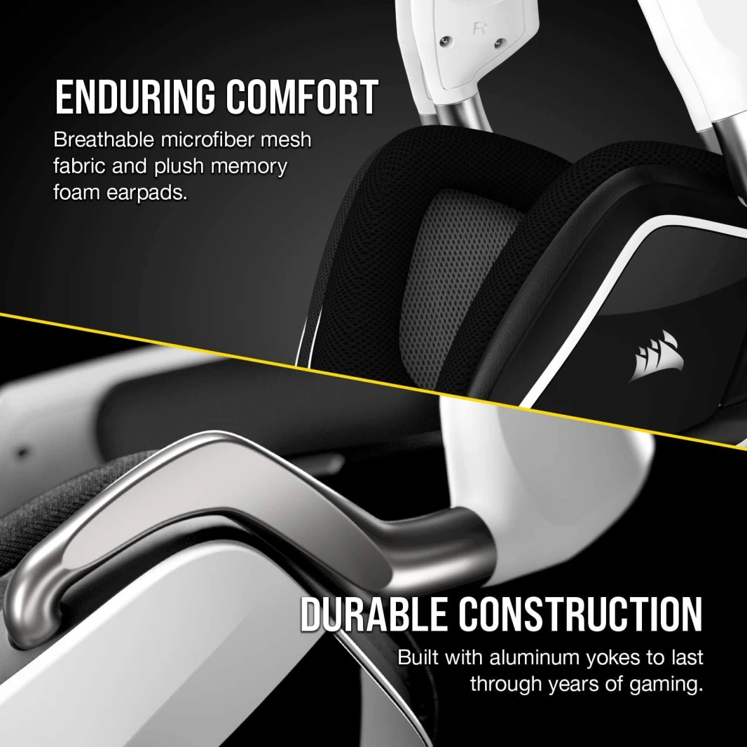 Corsair Void RGB Elite Wireless 7.1 Surround Sound Gaming Headset – White
