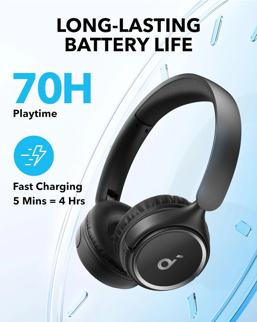 سماعات رأس Anker Soundcore H30i اللاسلكية 70H Playtime فوق الأذن - أسود