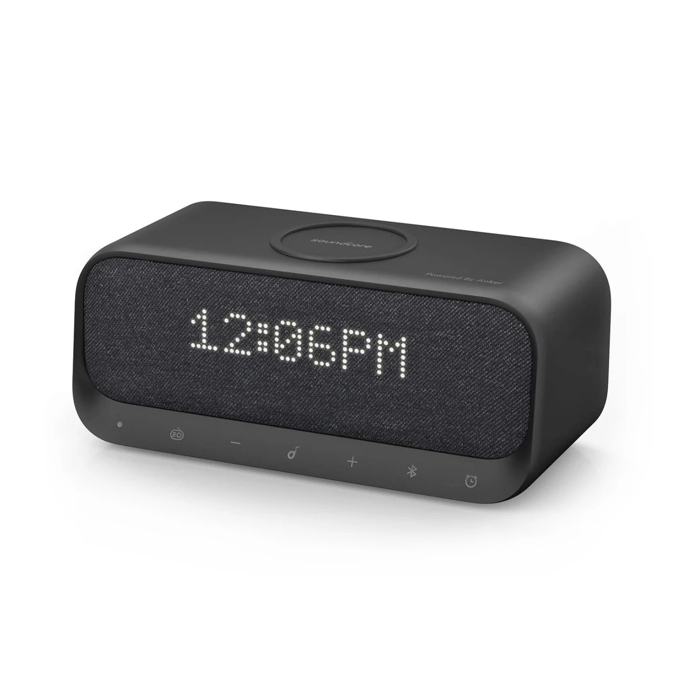 مكبر صوت Anker Soundcore Wakey بتقنية البلوتوث مع منبه وشاحن لاسلكي Qi - أسود