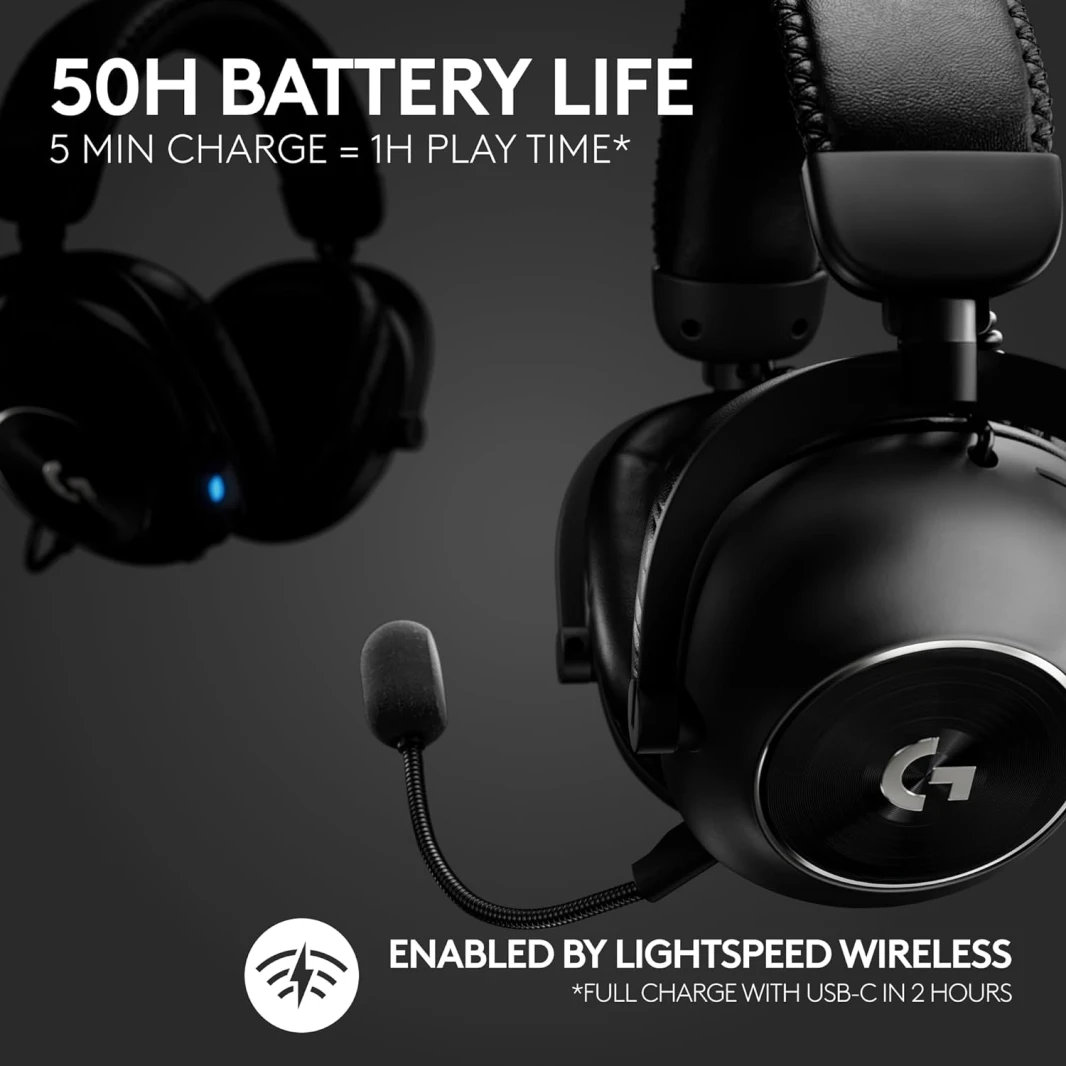 سماعة الألعاب Logitech G PRO X Gen 2 اللاسلكية 2.4 جيجا هرتز والبلوتوث - أسود
