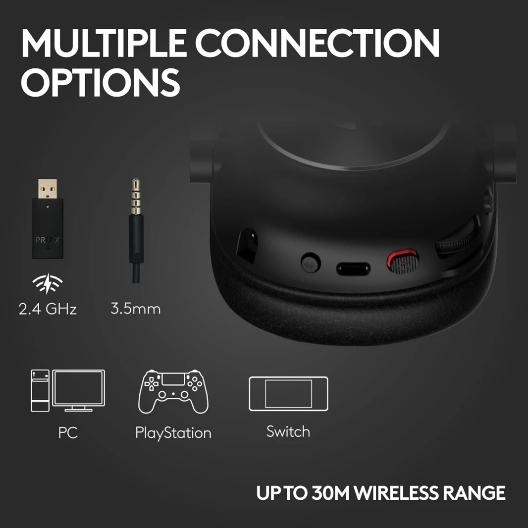 سماعة الألعاب Logitech G PRO X Gen 2 اللاسلكية 2.4 جيجا هرتز والبلوتوث - أسود