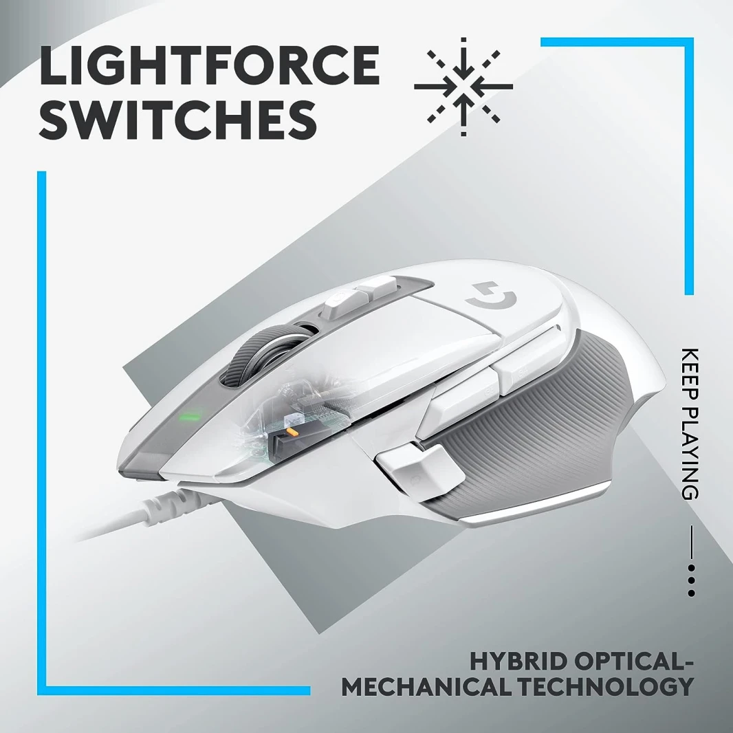 ماوس الألعاب Logitech G502 X Wired LIGHTFORCE – أبيض