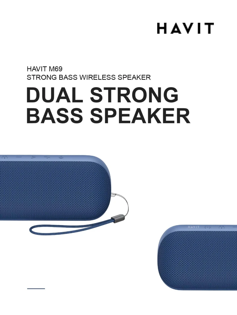 مكبر صوت Havit M69 Dual Strong Bass IPX7 مقاوم للماء بتقنية البلوتوث - أسود