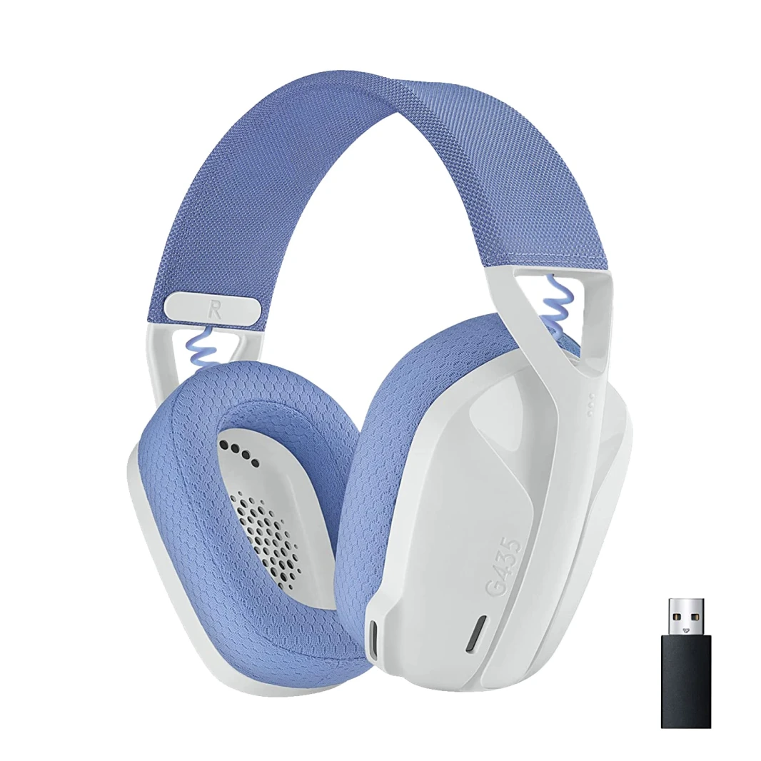 سماعة الألعاب اللاسلكية Logitech G435 LIGHTSPEED وBluetooth - بيضاء