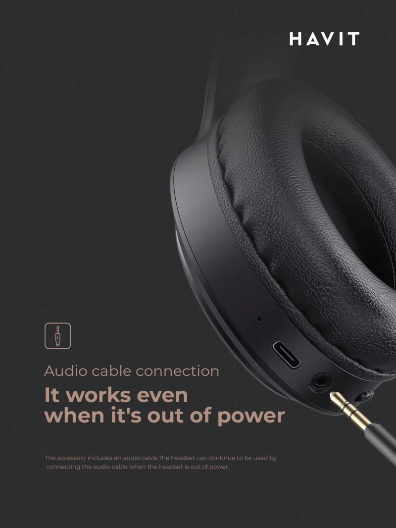 Havit H633 Over-Ear Foldable Wireless Bluetooth Headset – Black