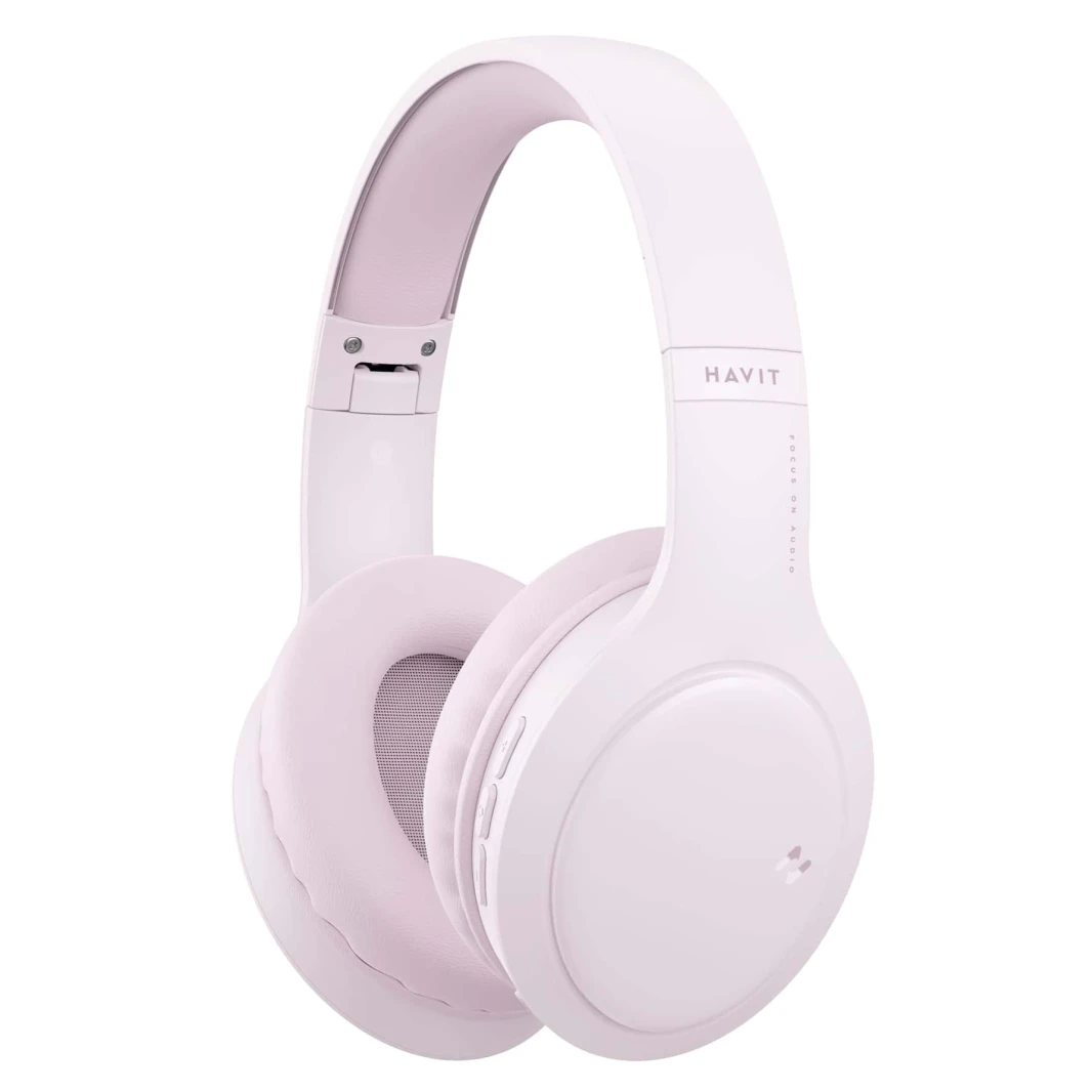 Havit H633 Over-Ear Foldable Wireless Bluetooth Headset – Pink