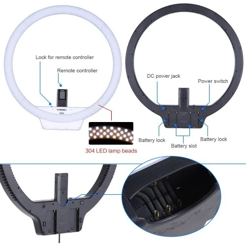 ضوء حلقي ثنائي اللون من Yongnuo YN-308C LED مع حامل