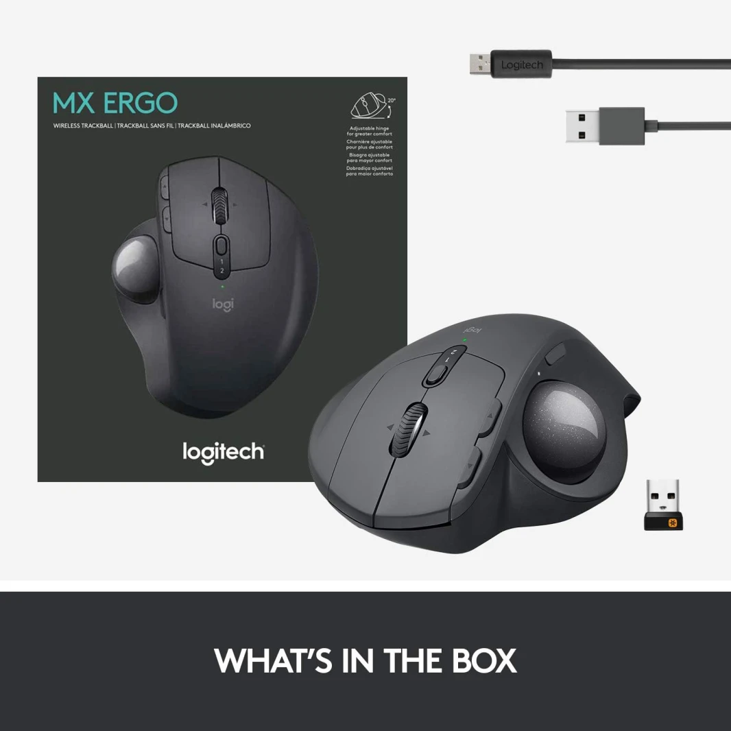 ماوس Logitech MX Ergo Ergonomic Design اللاسلكي المزود بكرة التتبع
