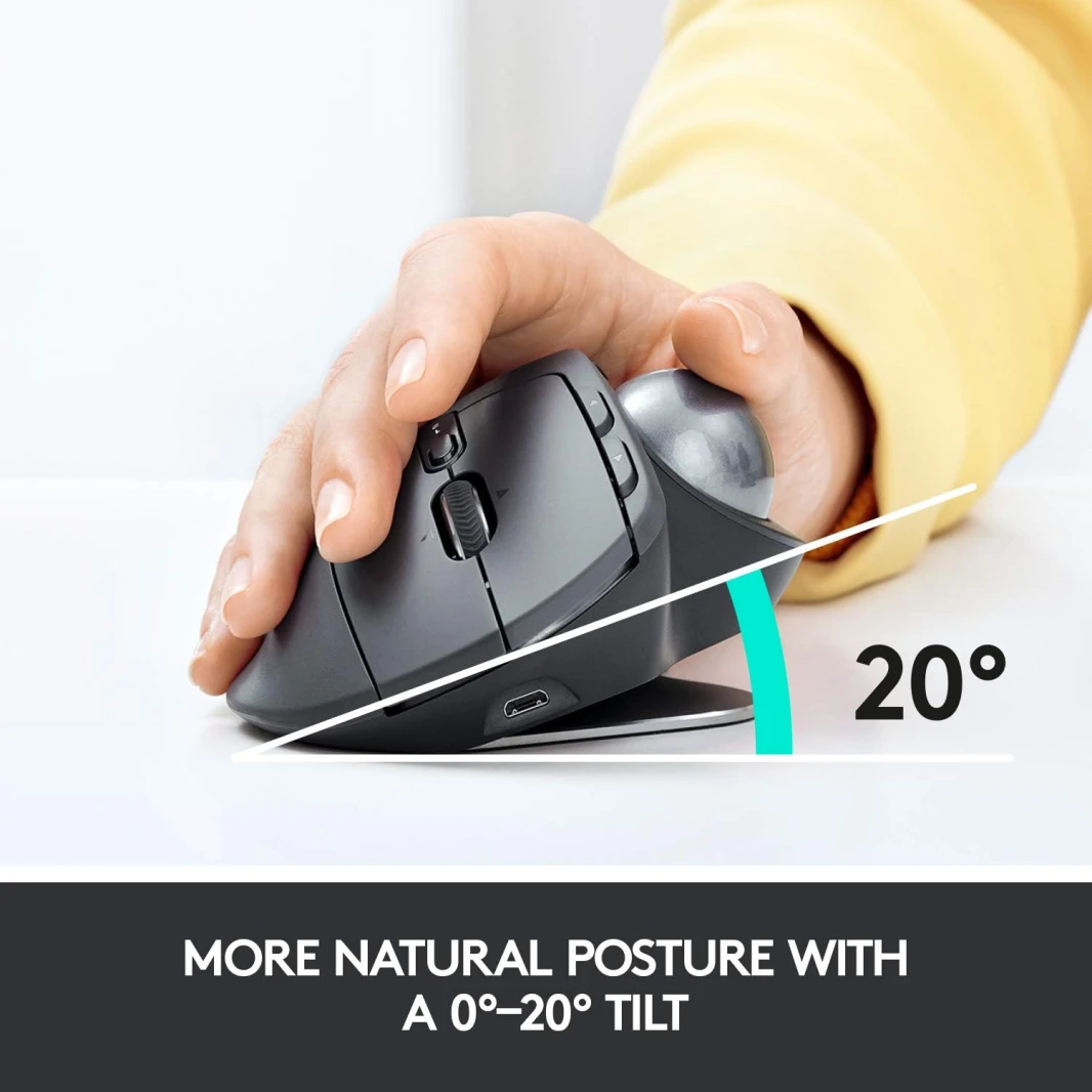 ماوس Logitech MX Ergo Ergonomic Design اللاسلكي المزود بكرة التتبع