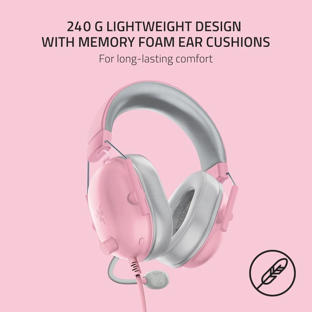 Razer BlackShark V2 X 7.1 Surround Sound Gaming Headset – Pink