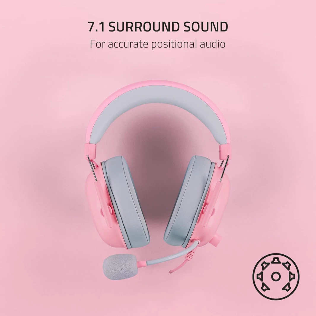 Razer BlackShark V2 X 7.1 Surround Sound Gaming Headset – Pink