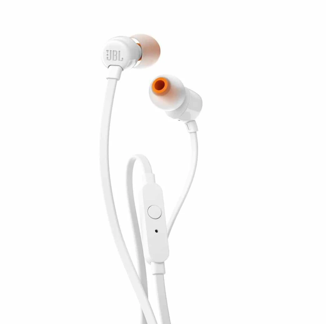 سماعات JBL Tune 110 داخل الأذن مع ميكروفون - أبيض