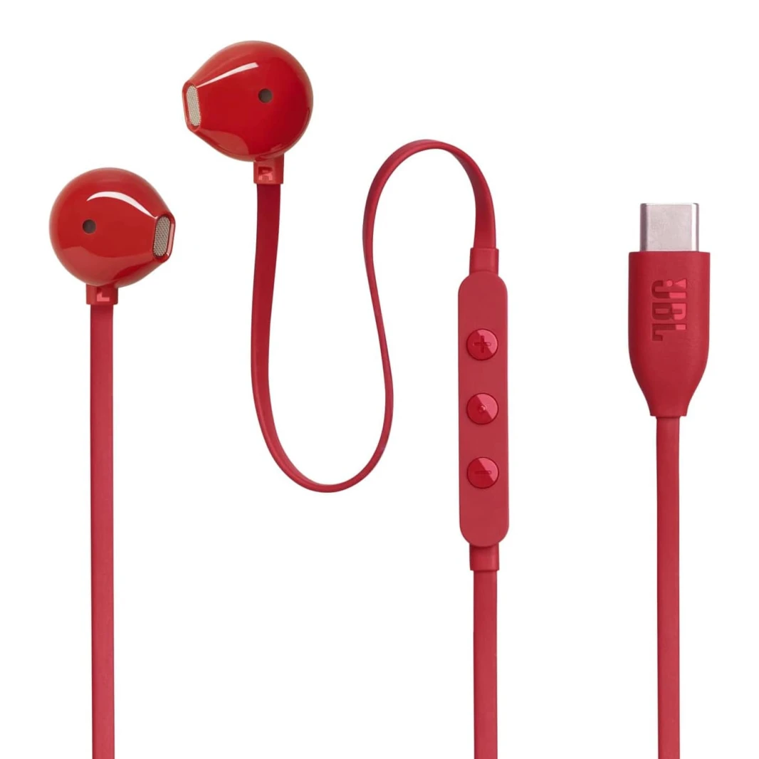 سماعات أذن JBL Tune 305C Type C سلكية عالية الدقة مع ميكروفون - أحمر