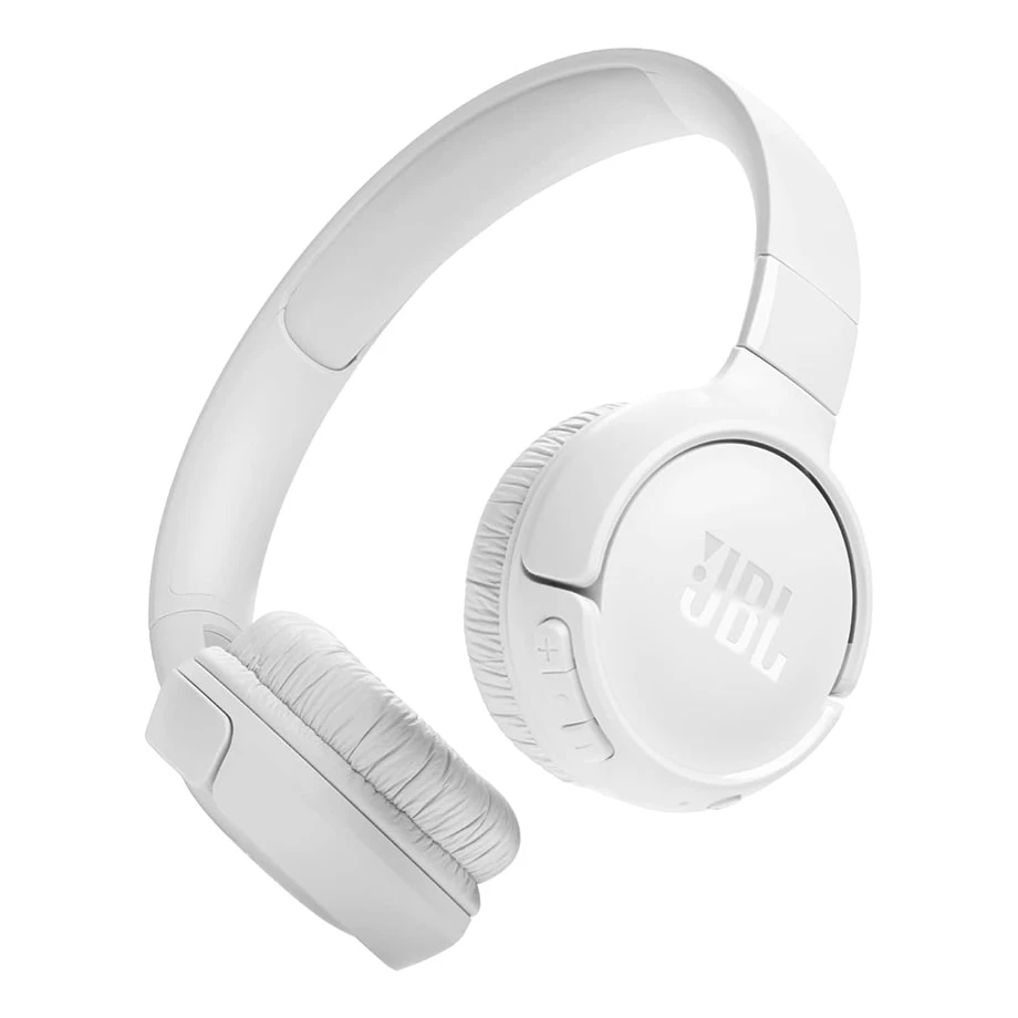 سماعات JBL Tune 520BT اللاسلكية فوق الأذن بصوت جهير نقي - أبيض