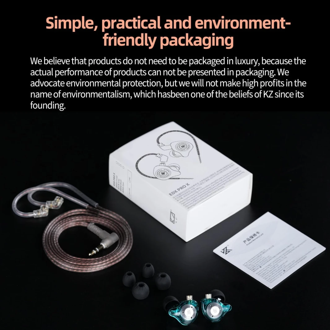 KZ EDX PRO X Dynamic Circle Wired IEM Earbuds – Transparent No Mic