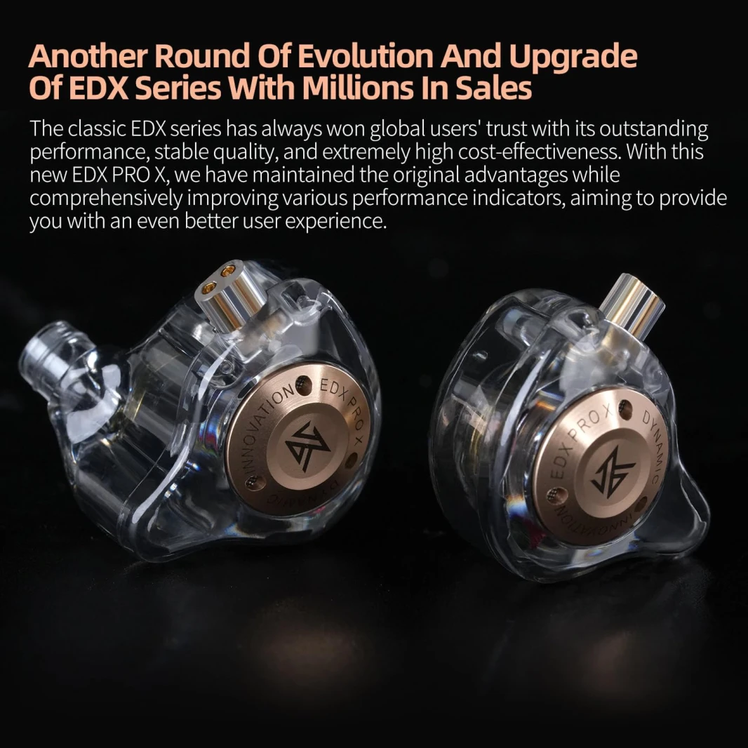 KZ EDX PRO X Dynamic Circle Wired IEM Earbuds – Transparent with Mic