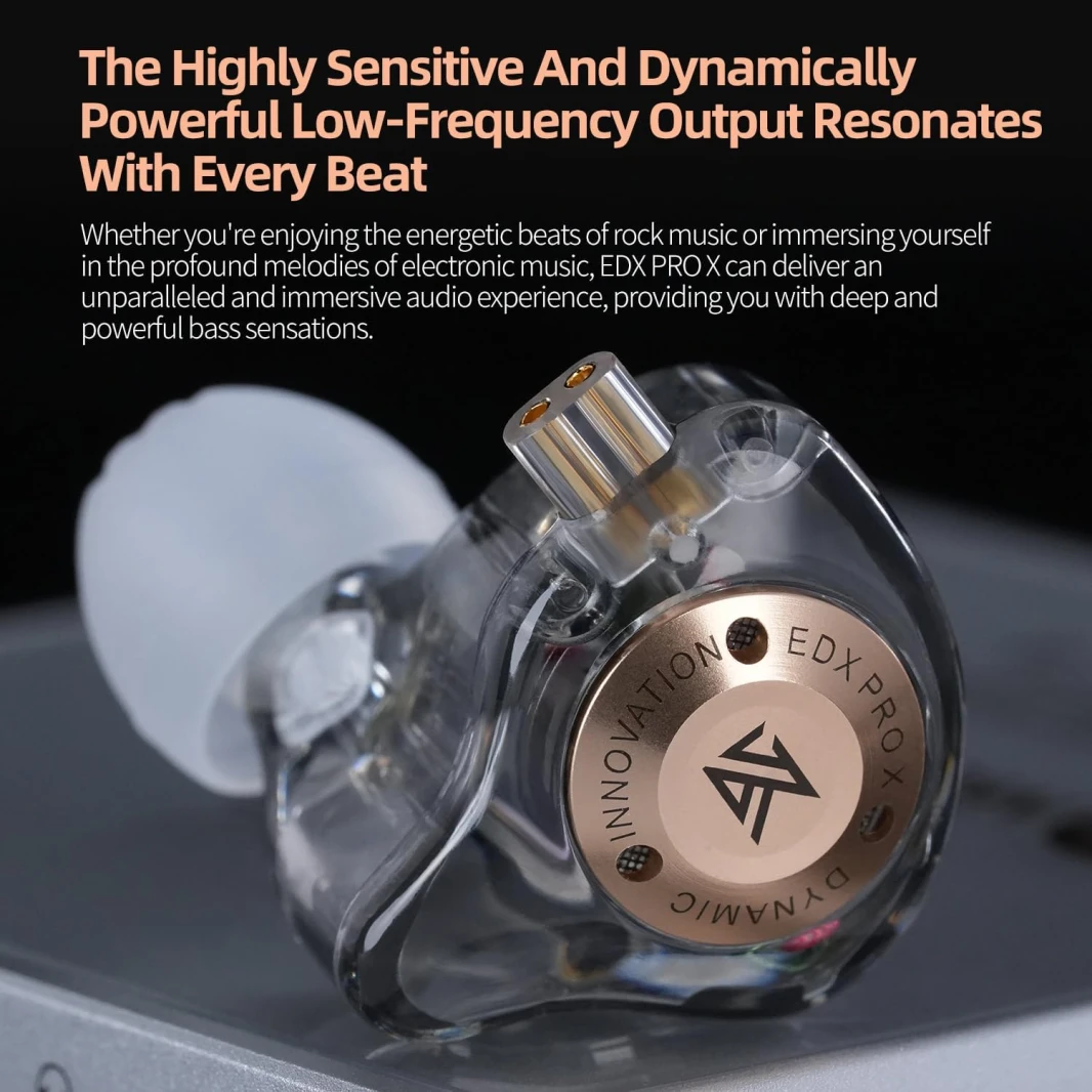 KZ EDX PRO X Dynamic Circle Wired IEM Earbuds – Transparent with Mic