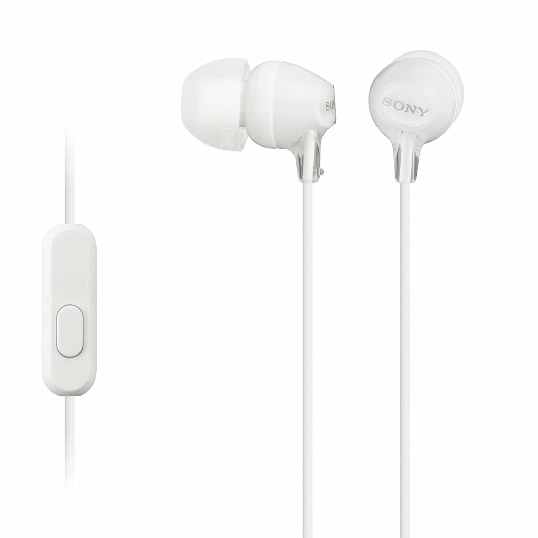 سماعة أذن Sony MDREX15AP مع ميكروفون - بيضاء