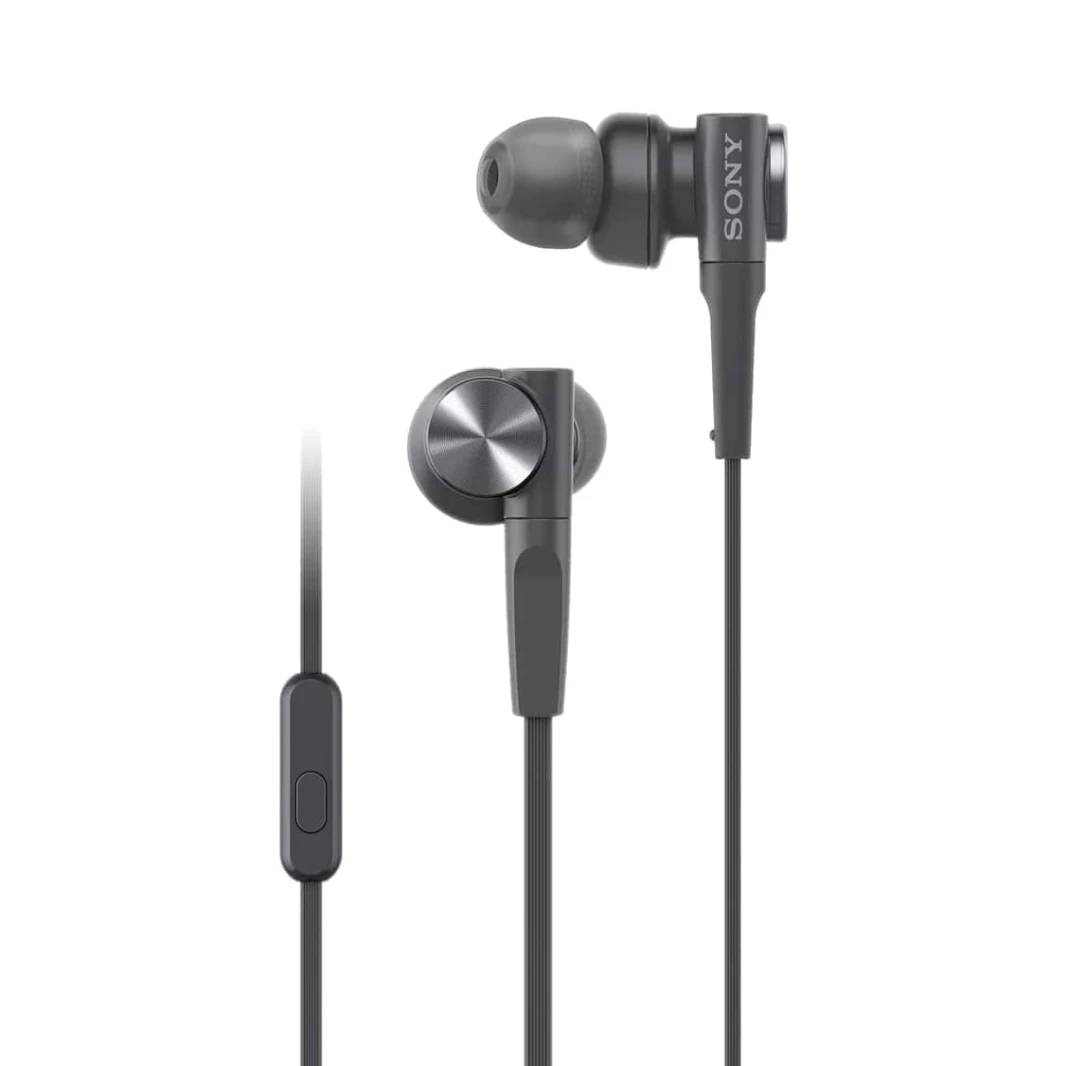 سماعات أذن Sony MDRXB55AP سلكية ذات صوت جهير إضافي مع ميكروفون - أسود