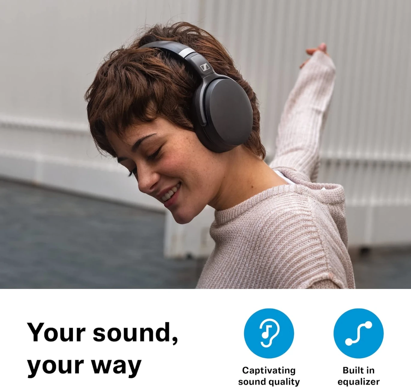 سماعة رأس Sennheiser HD 450SE اللاسلكية بخاصية إلغاء الضوضاء النشطة - أسود