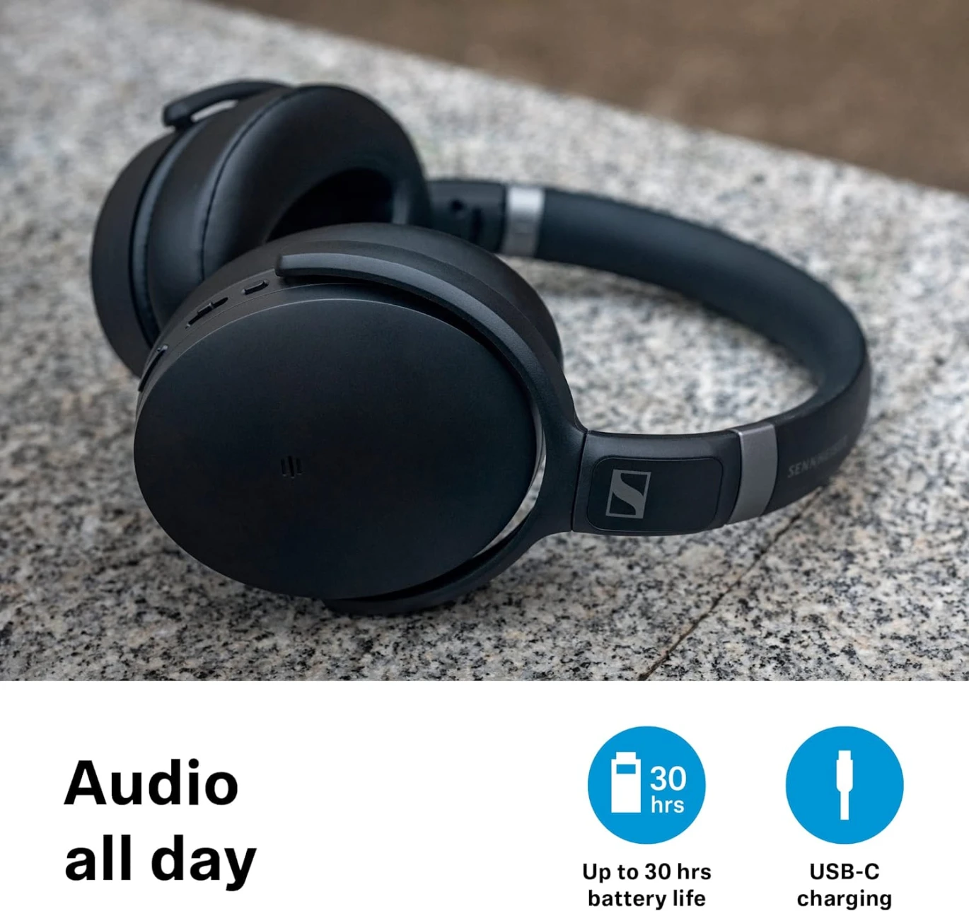 سماعة رأس Sennheiser HD 450SE اللاسلكية بخاصية إلغاء الضوضاء النشطة - أسود