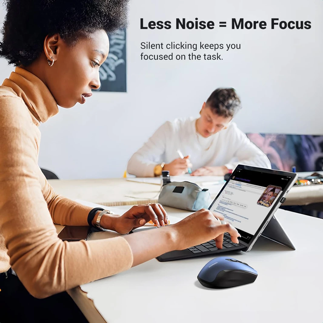 ماوس UGREEN Ergonomic Silent اللاسلكي 2.4 جيجاهرتز - أزرق