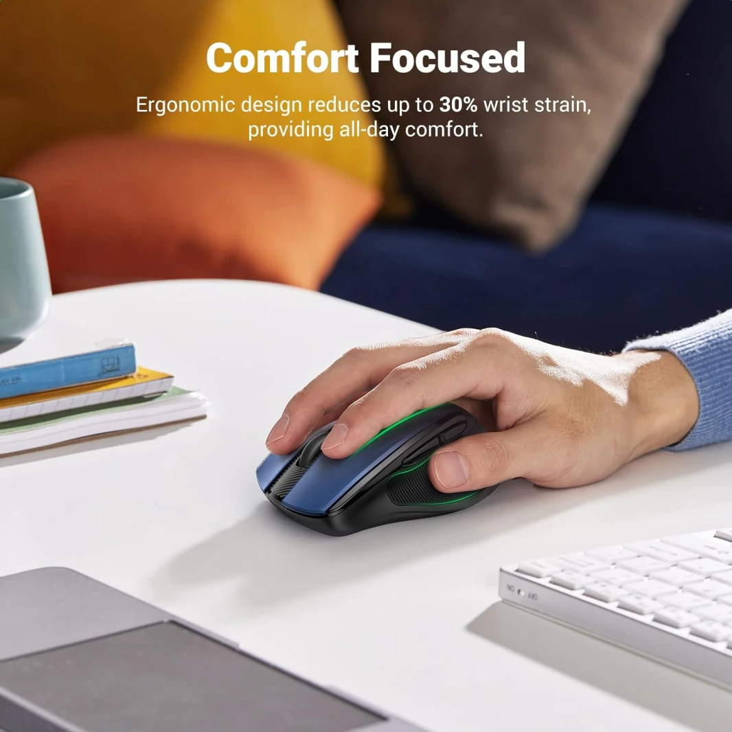 ماوس UGREEN Ergonomic Silent اللاسلكي 2.4 جيجاهرتز - أزرق