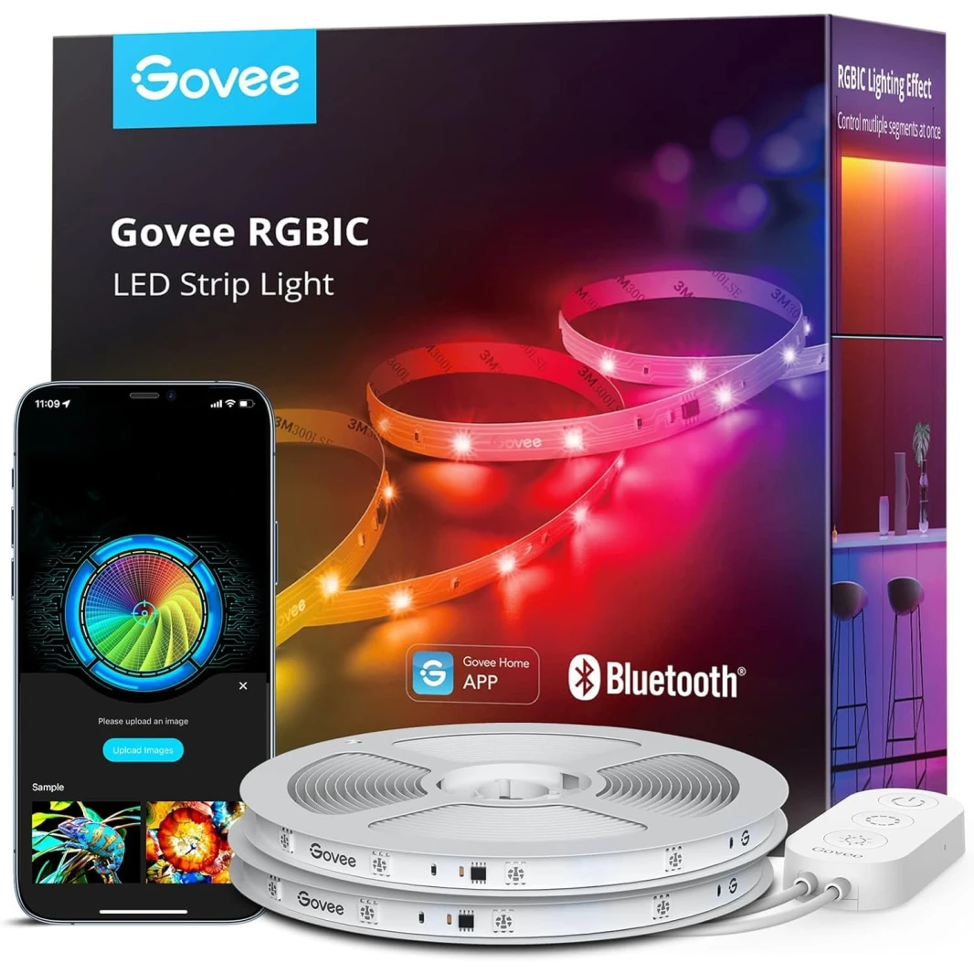 شريط LED ذكي متعدد الألوان على خط واحد من Govee RGBIC H617 مع التحكم في التطبيق ومزامنة الموسيقى - 20 مترًا