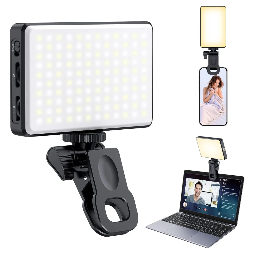 Meixitoy 120 LED Selfie Phone Light with 5000Mah Rechargeable Clip Video Light & Adjusted 3 Light Modes