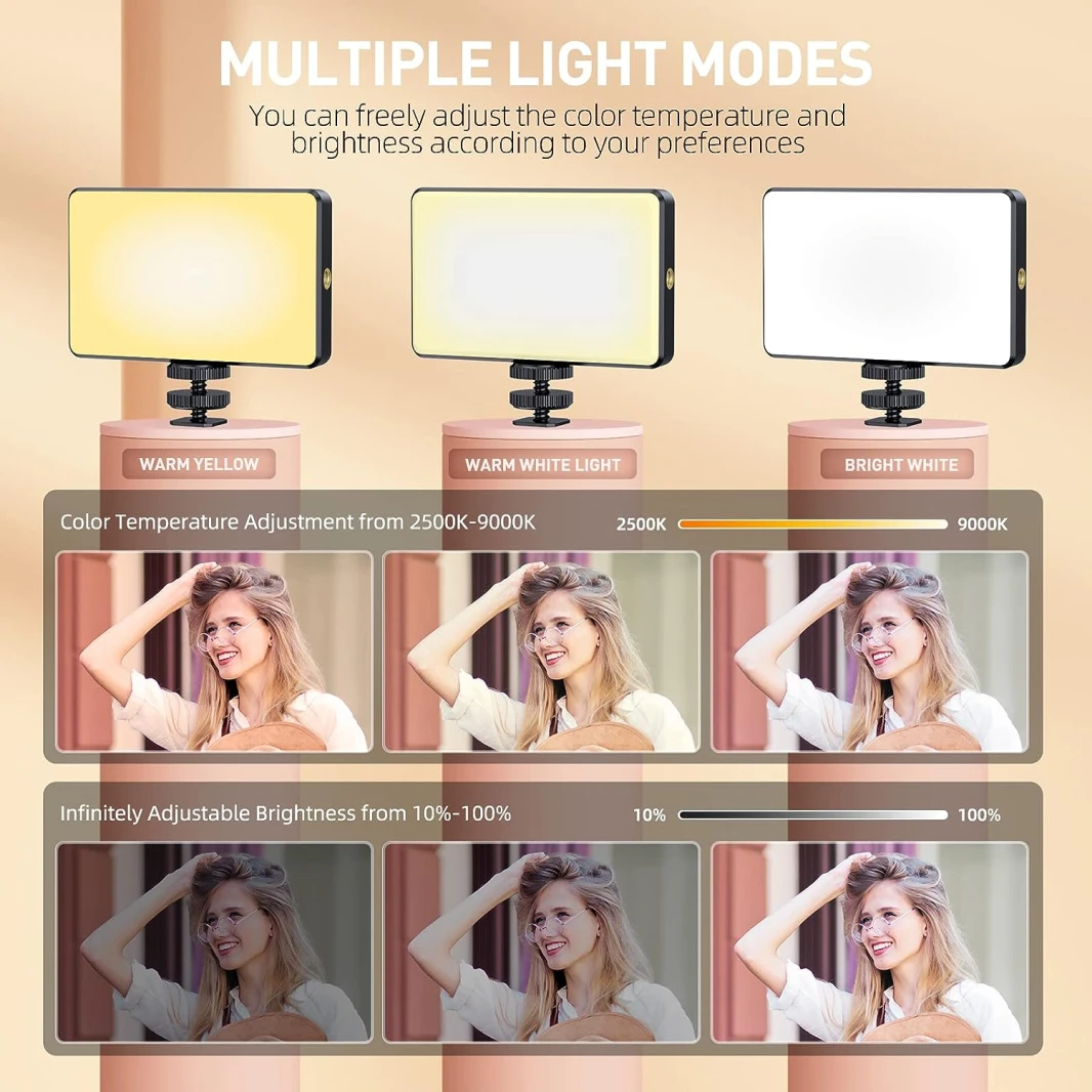 Meixitoy 120 LED Selfie Phone Light with 5000Mah Rechargeable Clip Video Light & Adjusted 3 Light Modes
