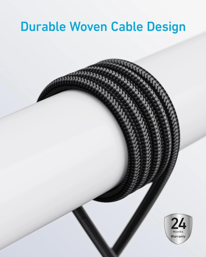 Anker 240W Braided USB C to USB C Cable 3M – Black