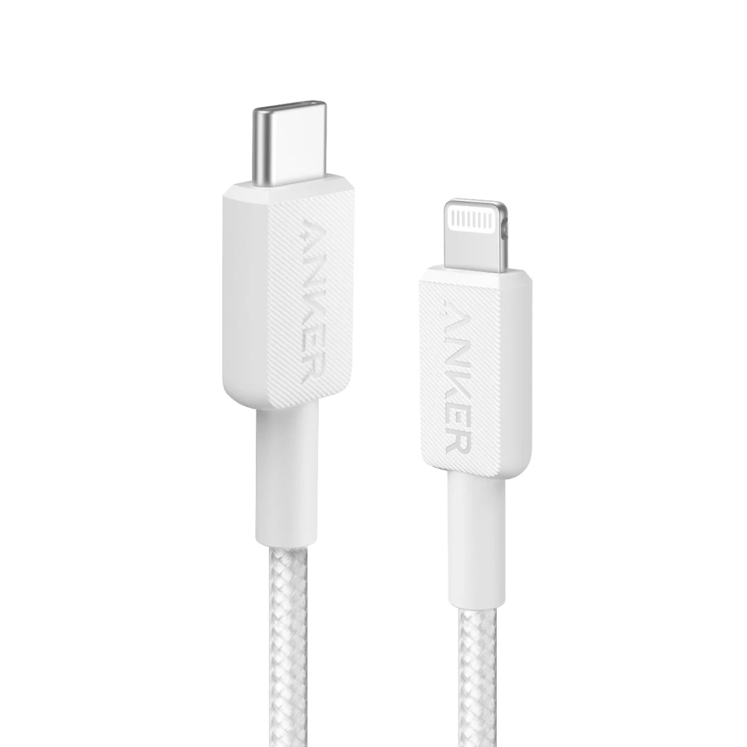 كابل Anker Powerline 322 مضفر USB C إلى Lightning بطول 0.9 متر - أبيض