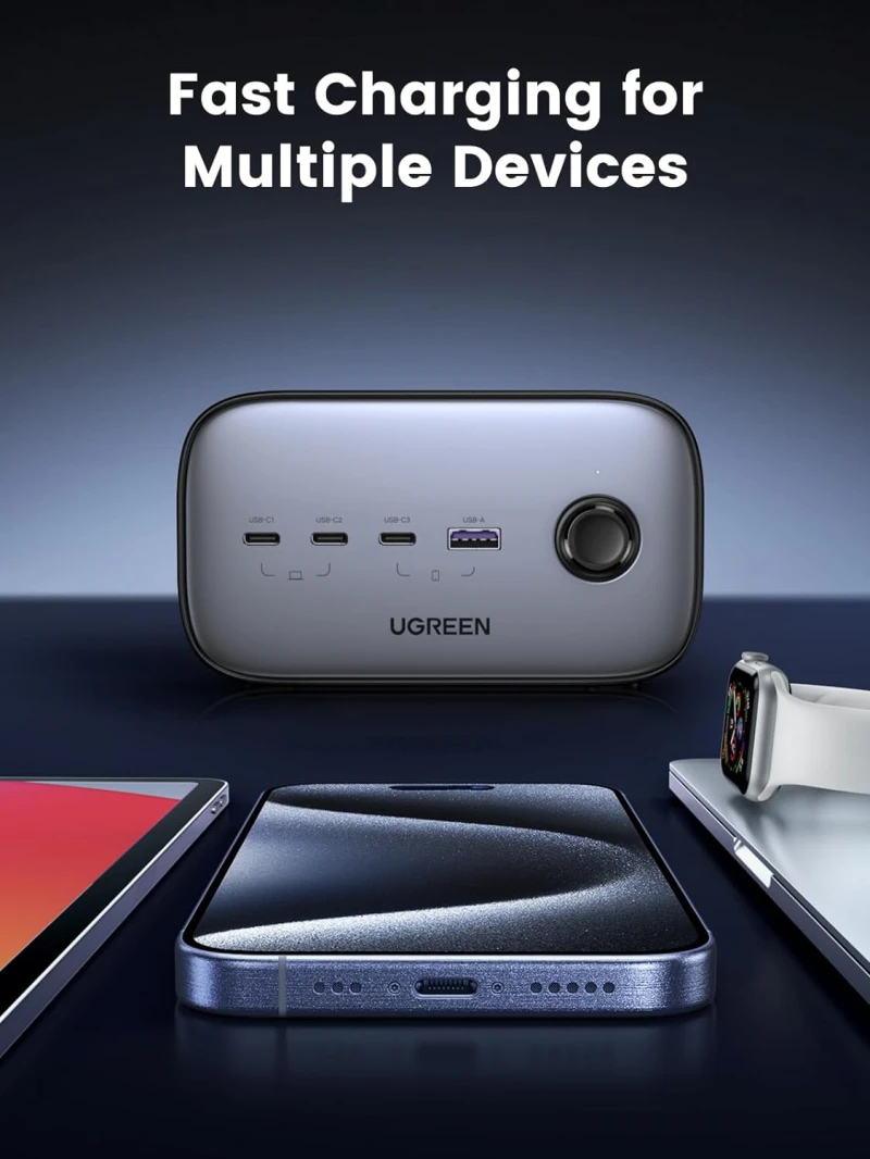 محطة شحن UGREEN Nexode 7 في 1 بقوة 100 وات - قابس بريطاني بطول 1.8 متر