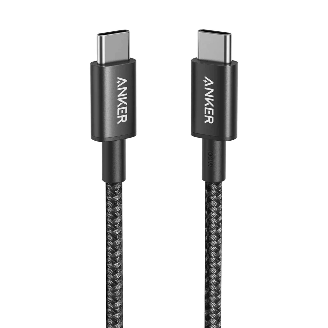 كابل USB C إلى C من Anker Powerline مصنوع من النايلون المضفر بطول 1 متر - أسود