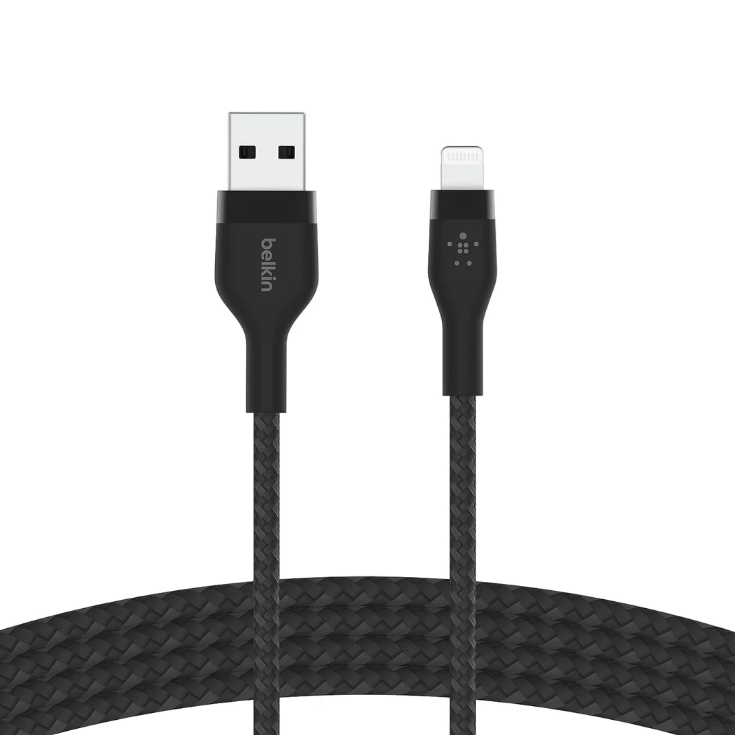 كابل لايتنينج مضفر من Belkin BoostCharge Pro Flex (1 متر) - أسود