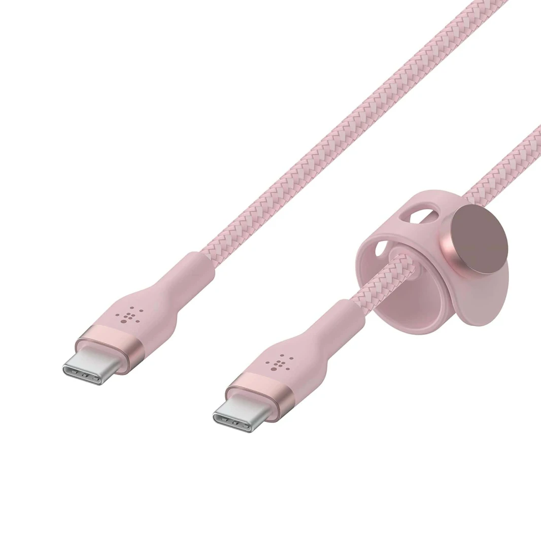 كابل Belkin BoostCharge Pro Flex Braided USB C إلى C (2 متر) - وردي