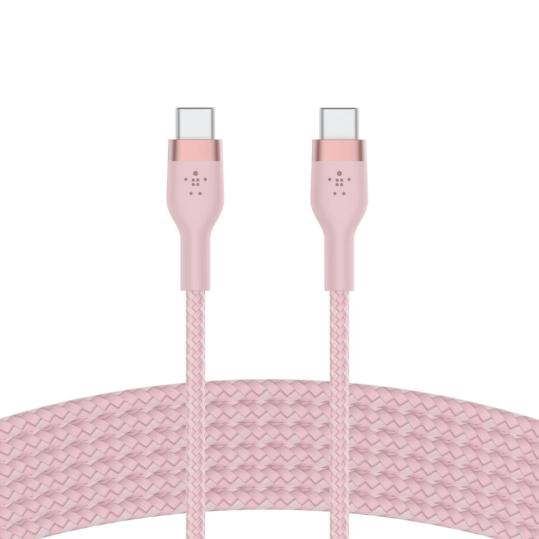 كابل Belkin BoostCharge Pro Flex Braided USB C إلى C (3M) - وردي