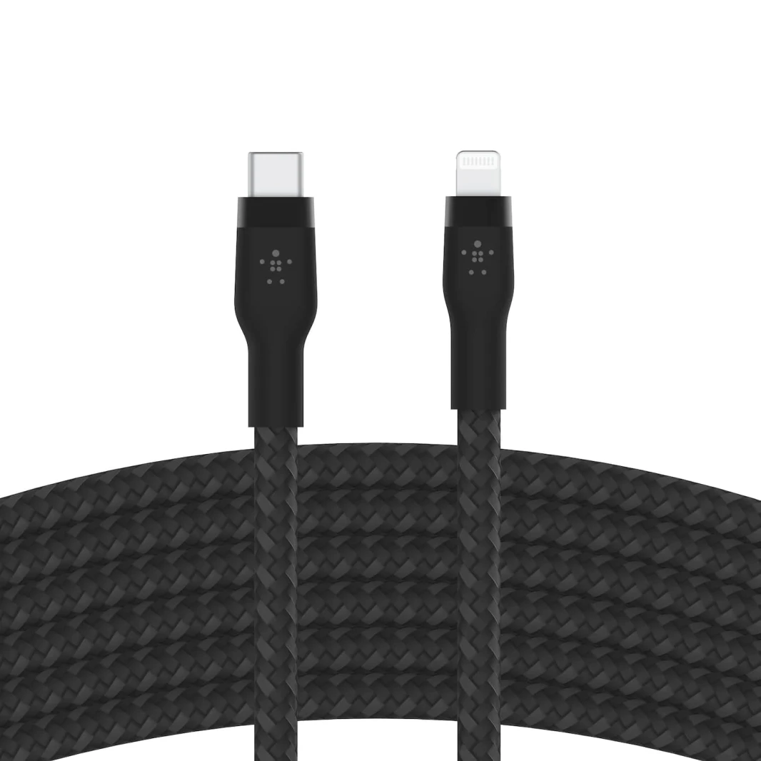 كابل Belkin BoostCharge Pro Flex Braided USB C إلى Lightning (3M) - أسود