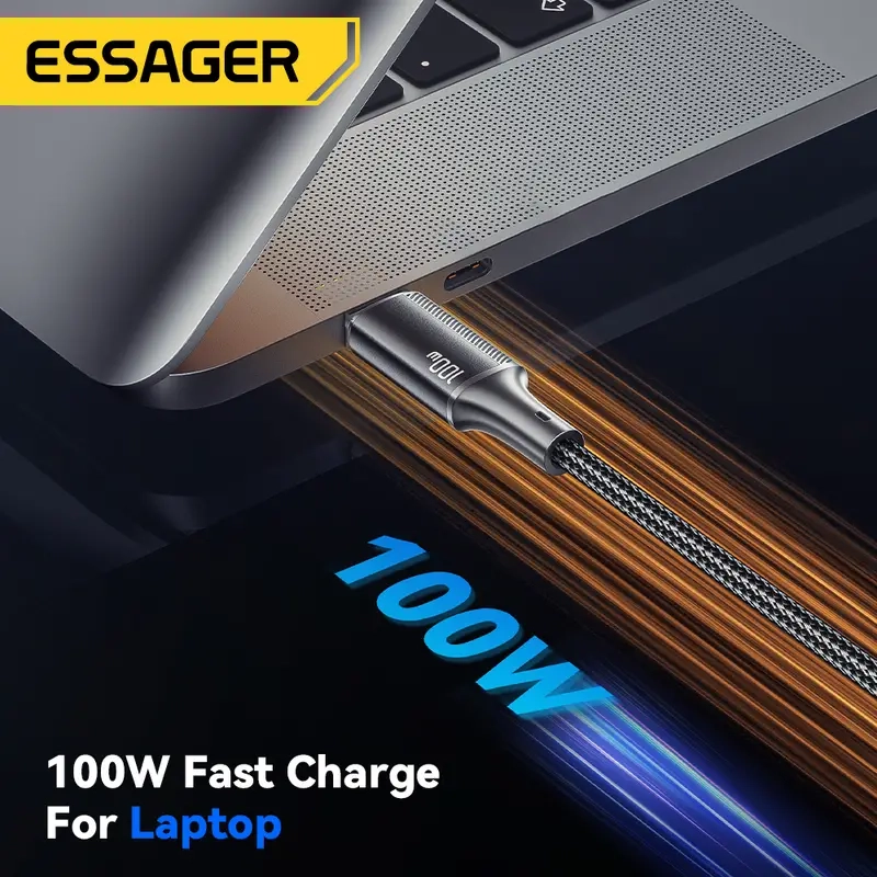 كابل مضفر USB C إلى USB C بقوة 100 وات من Essager – 3 متر